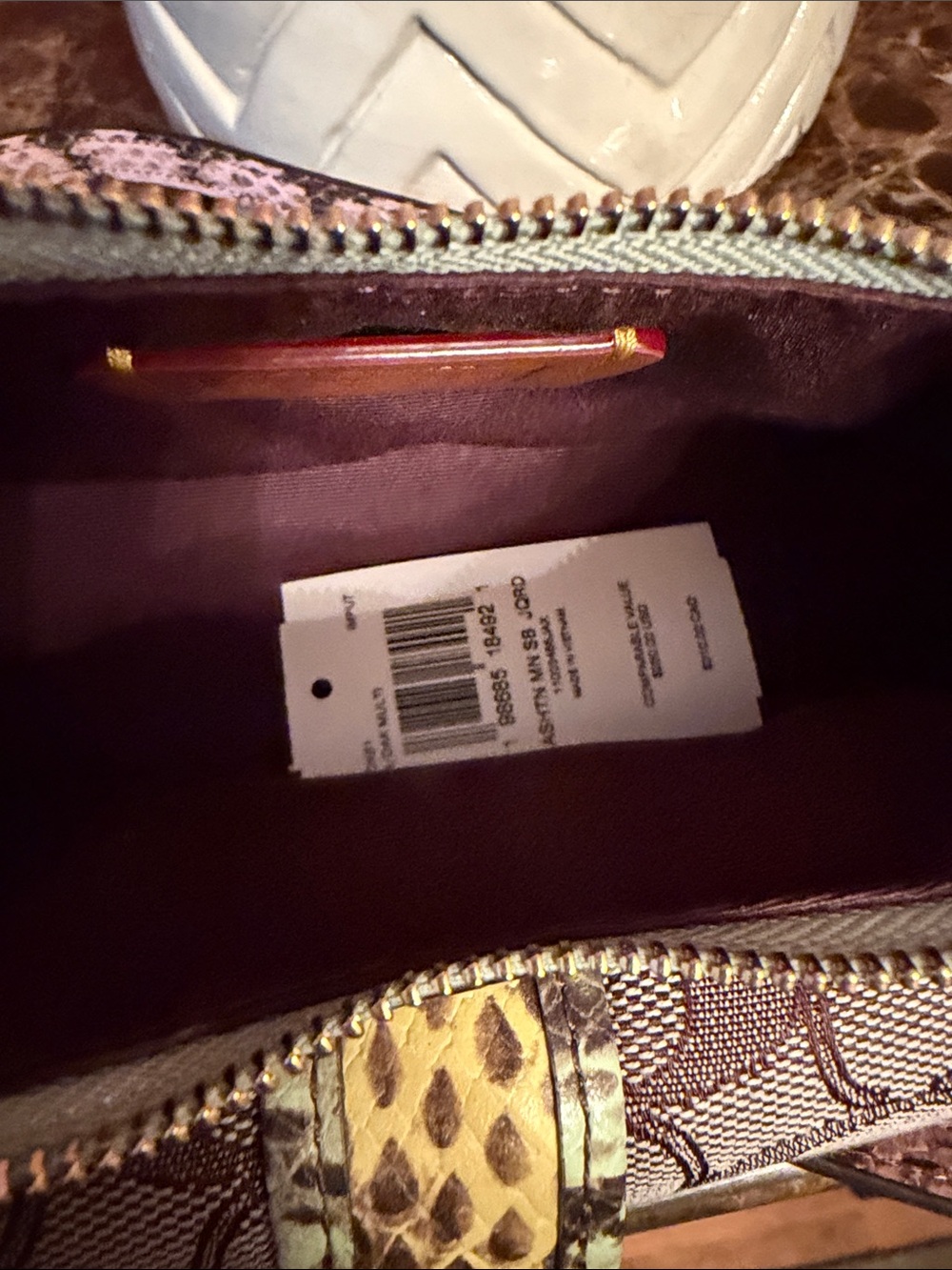 Coach NWT Ashton Mini Crescent Shoulder Bag in Pink, Cream & Yellow Snake-Print - Picture 11 of 16